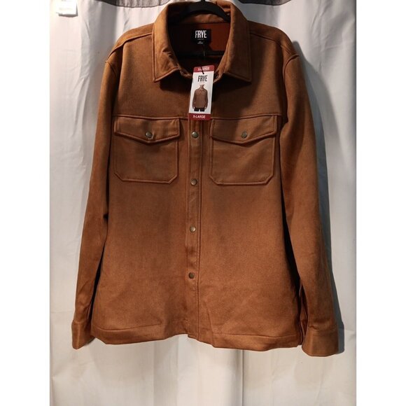 Frye Men's Faux Suede‎ Shirt Jacket, Shacket, SNAP Closure, Toffee Nwt XL - Picture 1 of 11